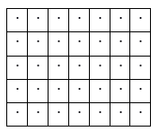 Seven by five array with a dot in each square Seven by five array with a dot in each square